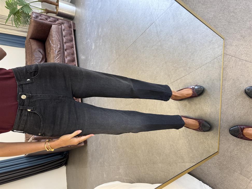 Füme Yüksek Bel Straight Fit Jean Pantolon