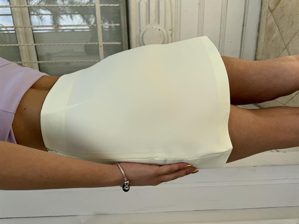 Soft Sarı Bel Detay Mini Etek