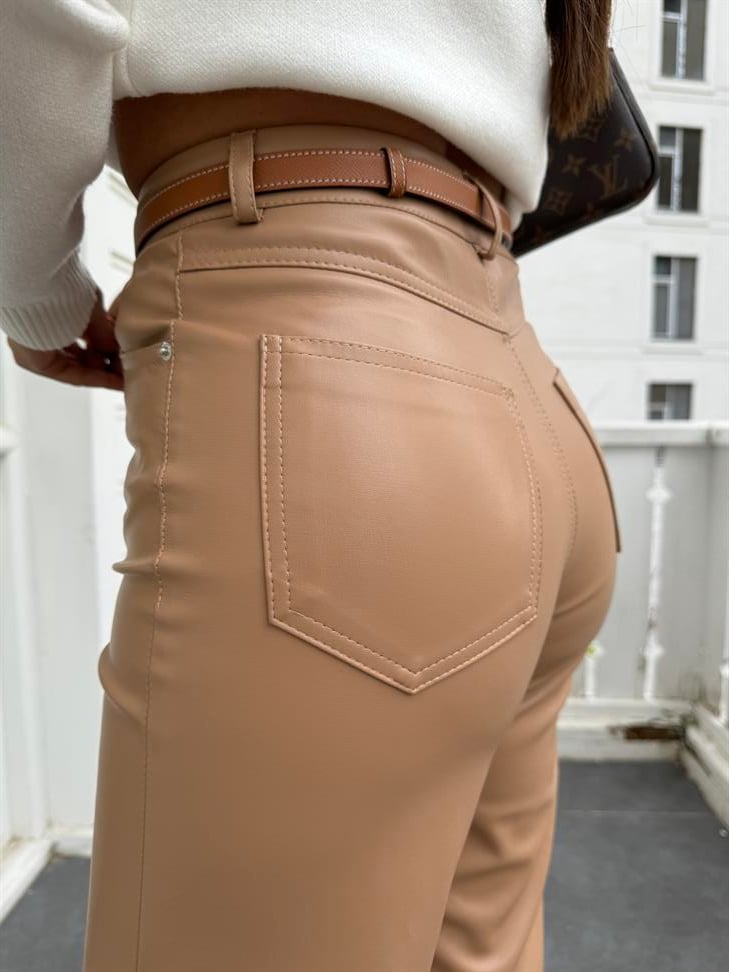 Taba Bol Paça Deri Pantolon