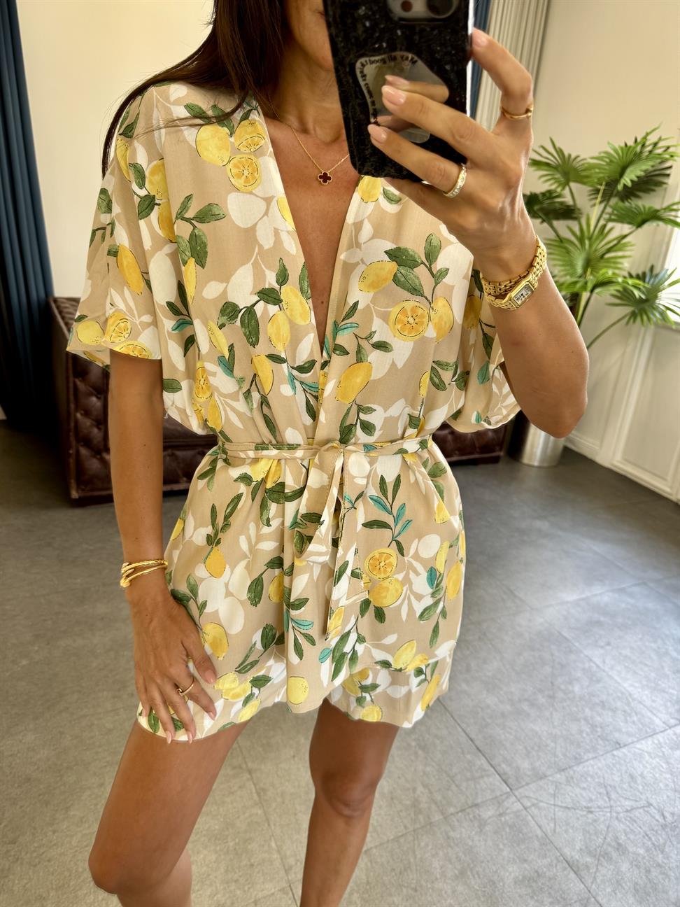 Taba Limon Desen Kuşaklı Takım