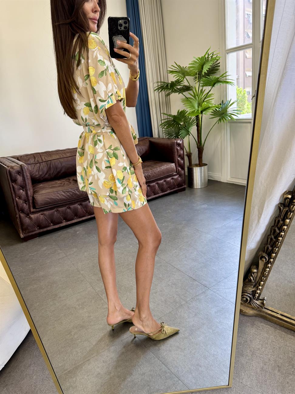 Taba Limon Desen Kuşaklı Takım