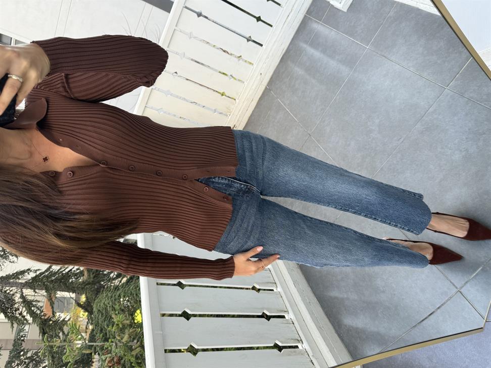 Kahve Polo Yaka Hırka