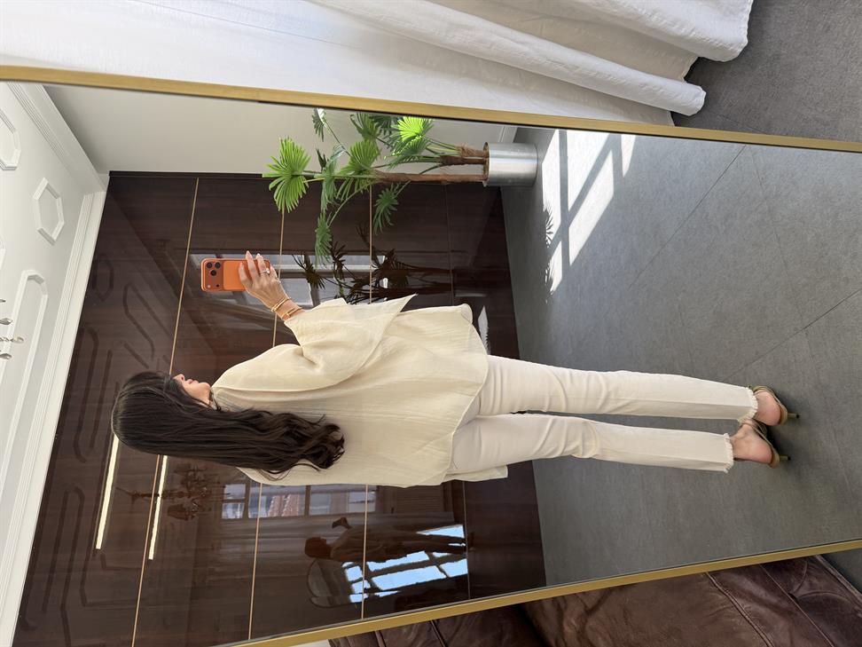 Taş Rengi Pelerin Viskon Bluz