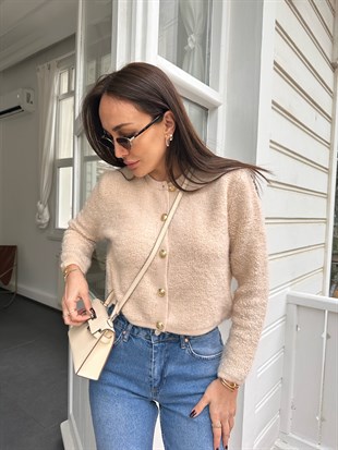 Vanilya Altın Renk Düğmeli Hırka