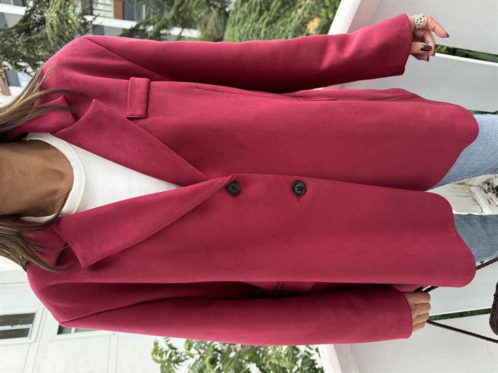 Vişne Çürüğü Bağlama Detay Süet Ceket