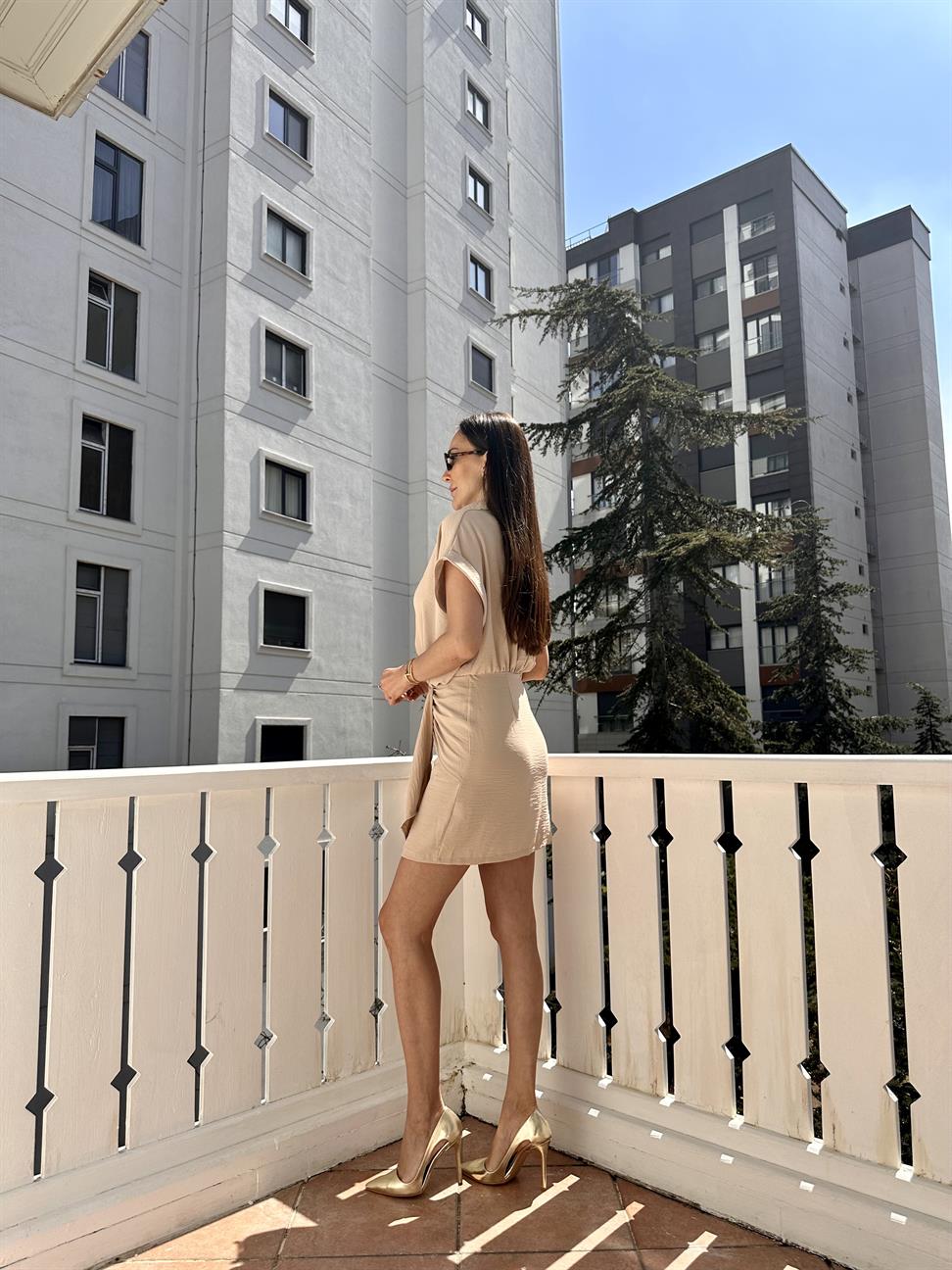 Vizon Bağlama Detay Elbise