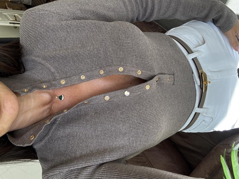 Vizon Dik Yaka Çıtçıtlı Triko Kazak