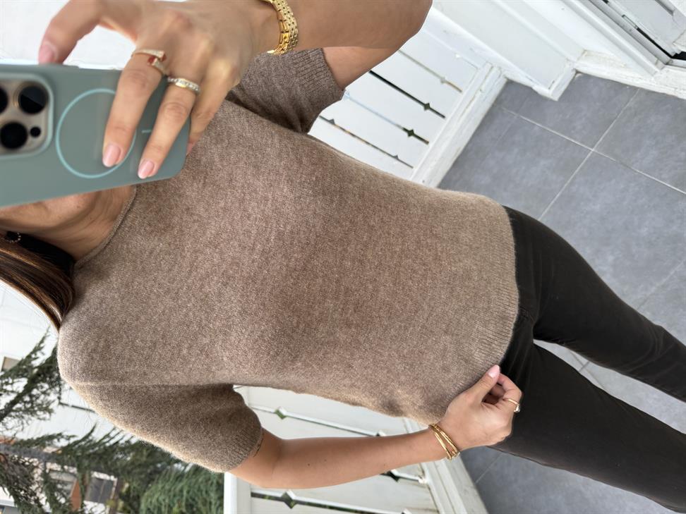 Vizon Dik Yaka Triko Kazak