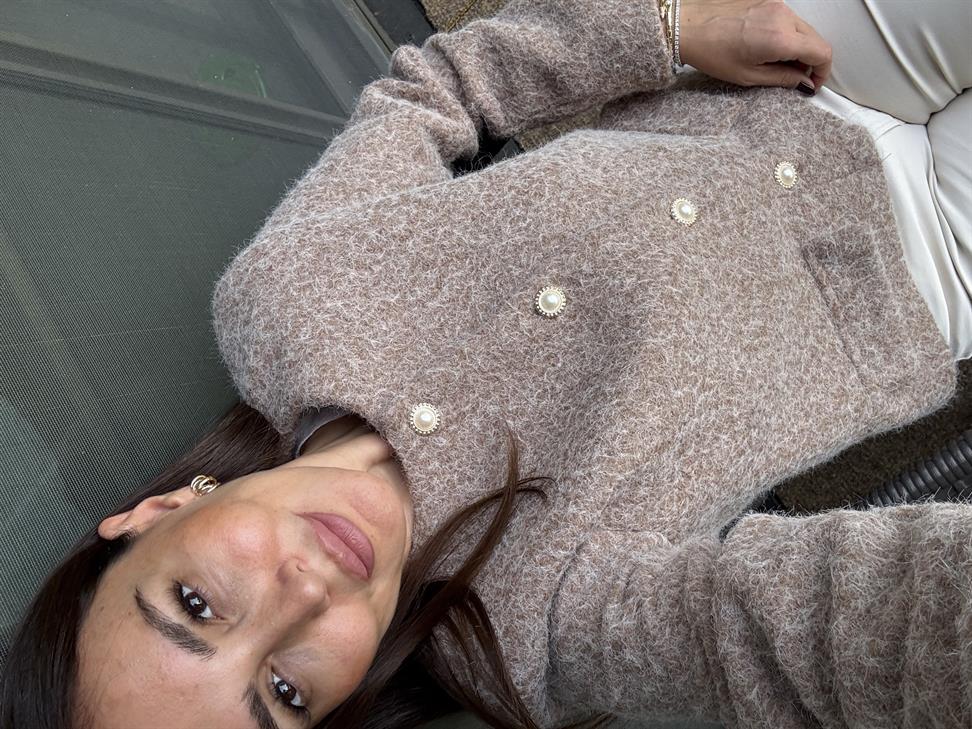 Vizon İnci Düğmeli Astarlı Ceket