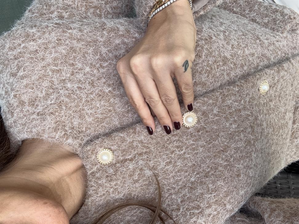 Vizon İnci Düğmeli Astarlı Ceket