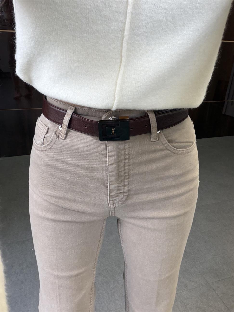 Vizon Kesik Paça Straight Jean Pantolon