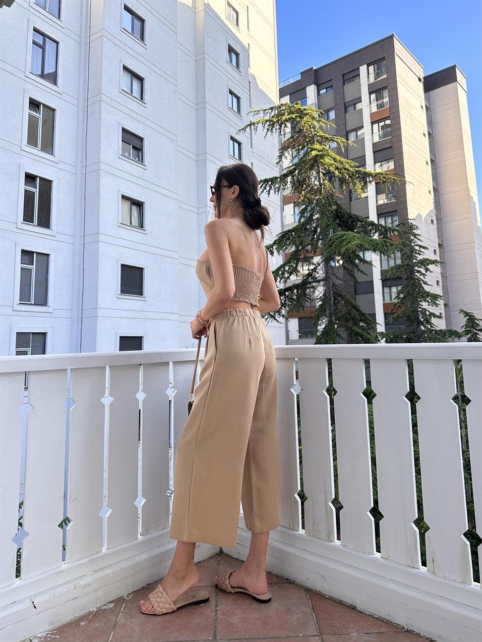 Vizon Keten Bluz Pantolon Takım