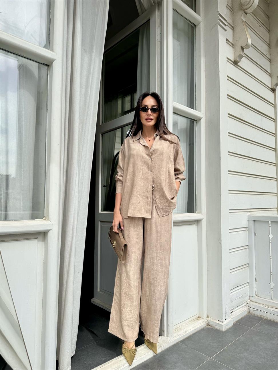 Vizon Kırçıllı Gömlek Pantolon Takım