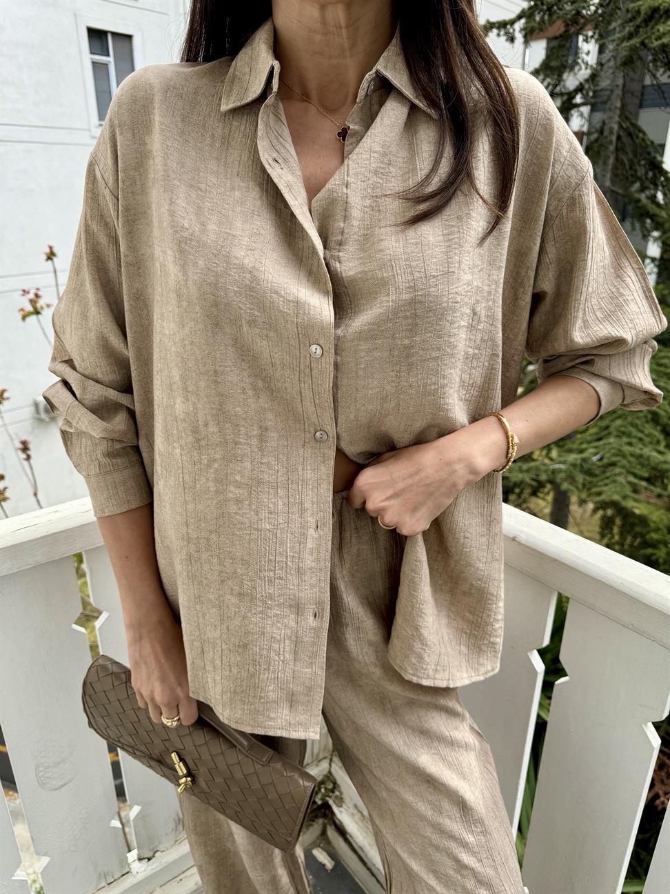 Vizon Kırçıllı Gömlek Pantolon Takım