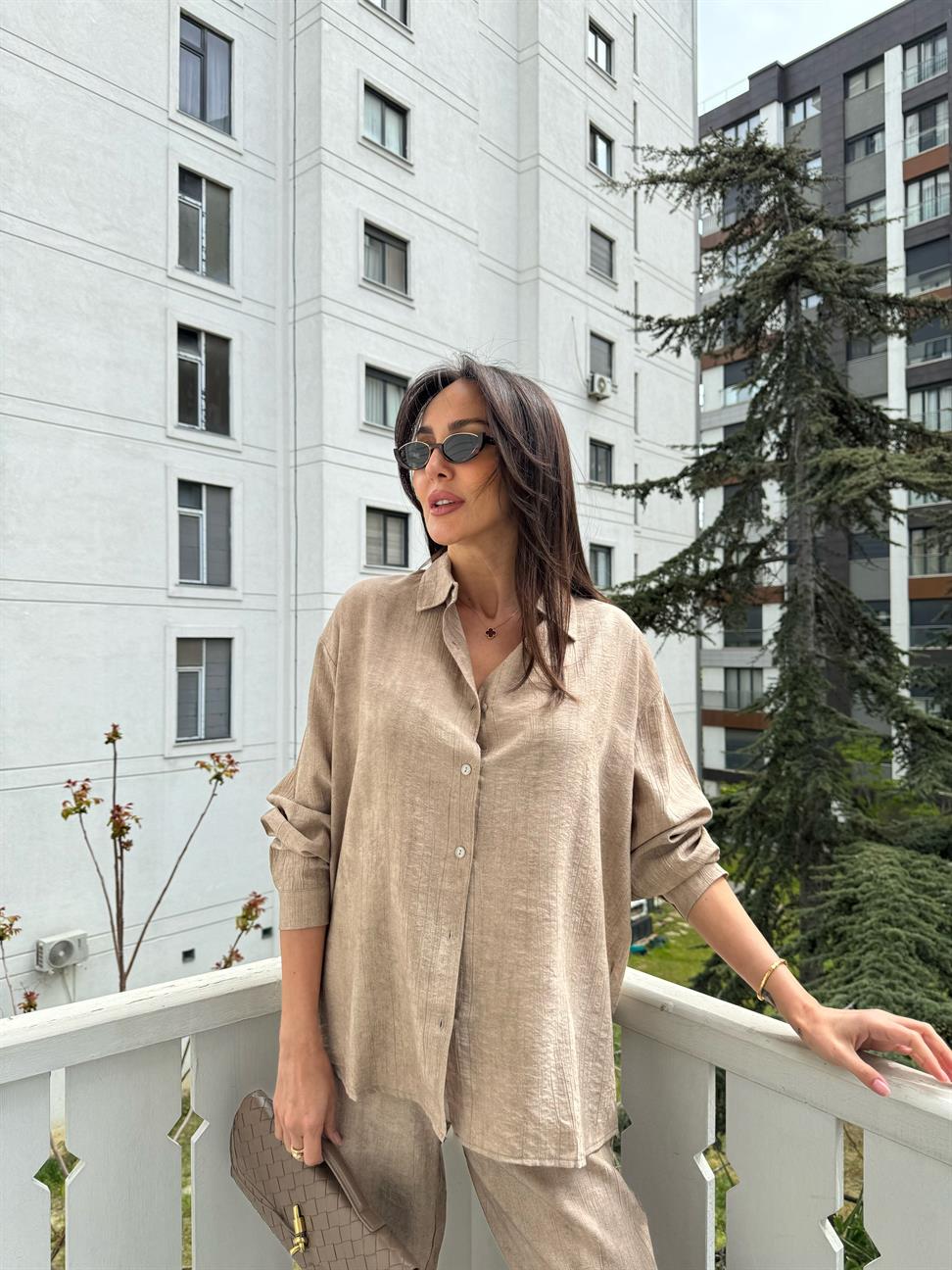 Vizon Kırçıllı Gömlek Pantolon Takım