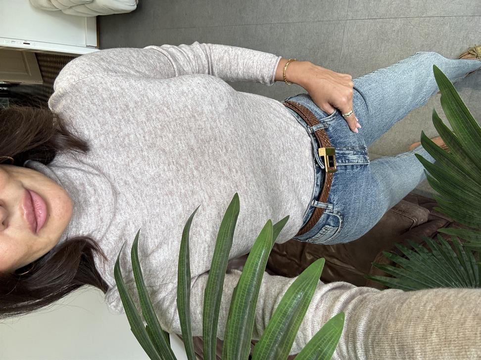 Vizon Melanj Dik Yaka Yünlü Yumuşak İnce Dokulu Triko Kazak