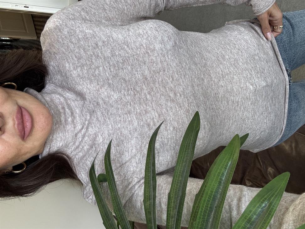 Vizon Melanj Dik Yaka Yünlü Yumuşak İnce Dokulu Triko Kazak