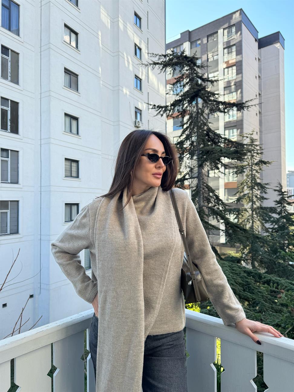 Vizon Şal Tasarımlı Kazak