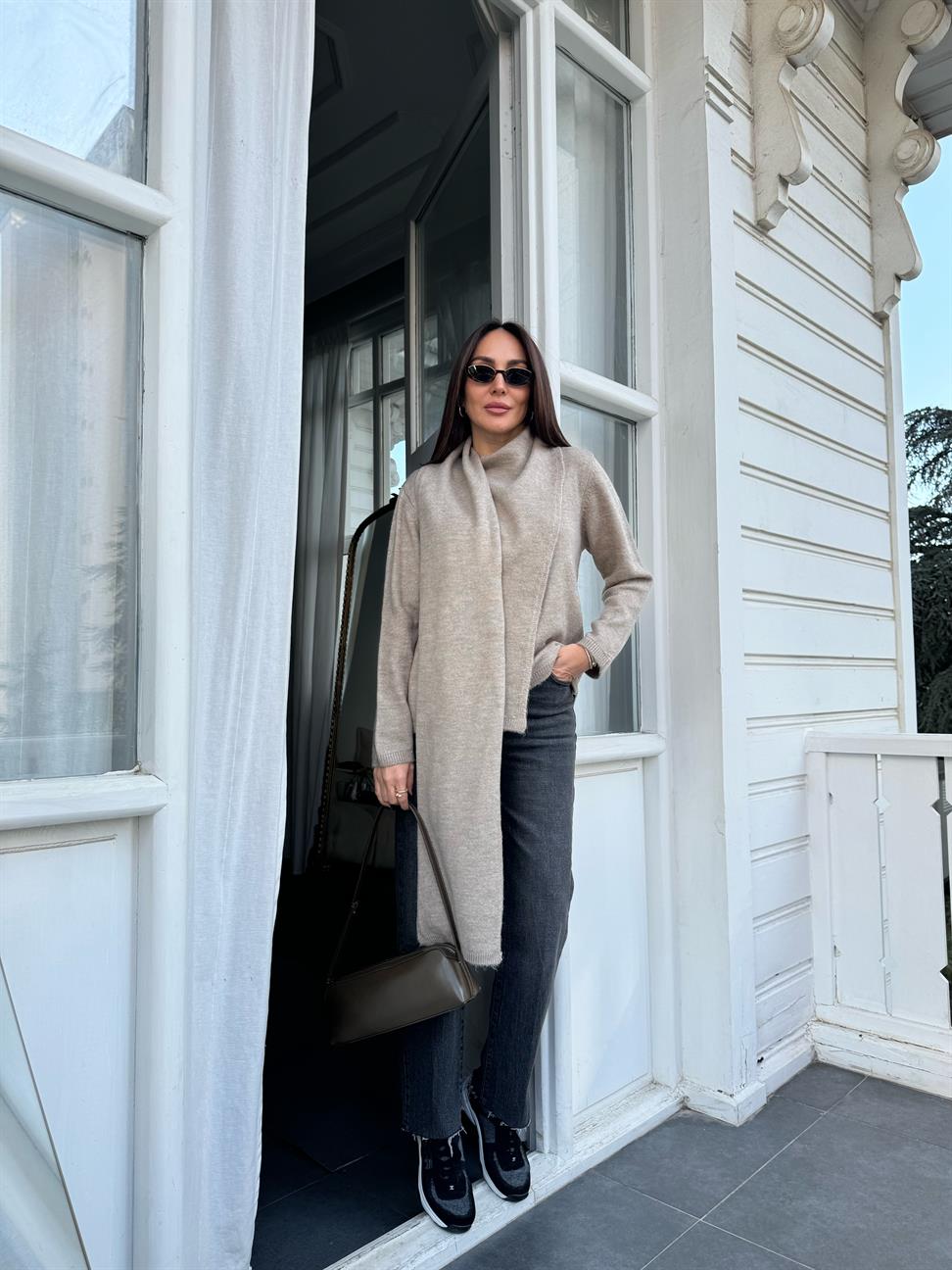 Vizon Şal Tasarımlı Kazak