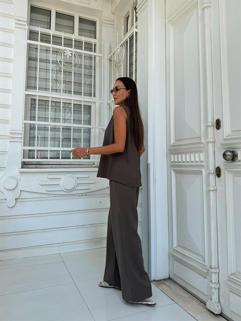 Vizon V Yaka Modal Pantolon Takım