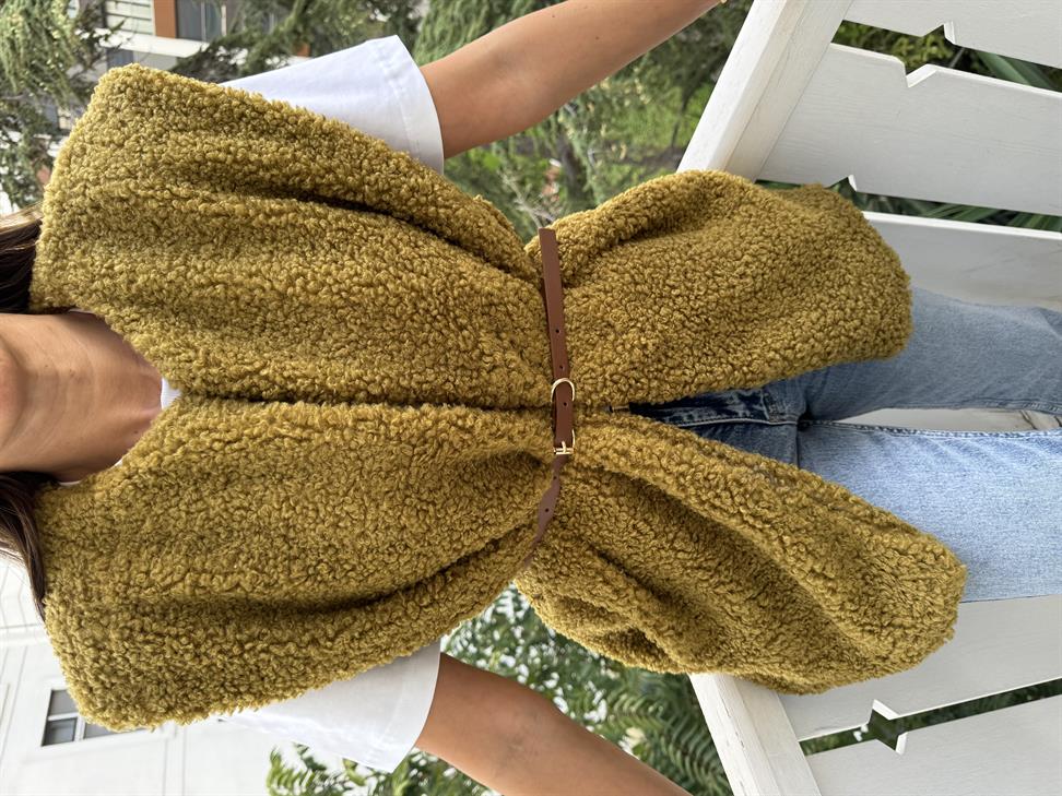 Yağ Yeşili Kuzu Yelek