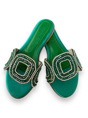 Yeşil Clara Taşlı Terlik