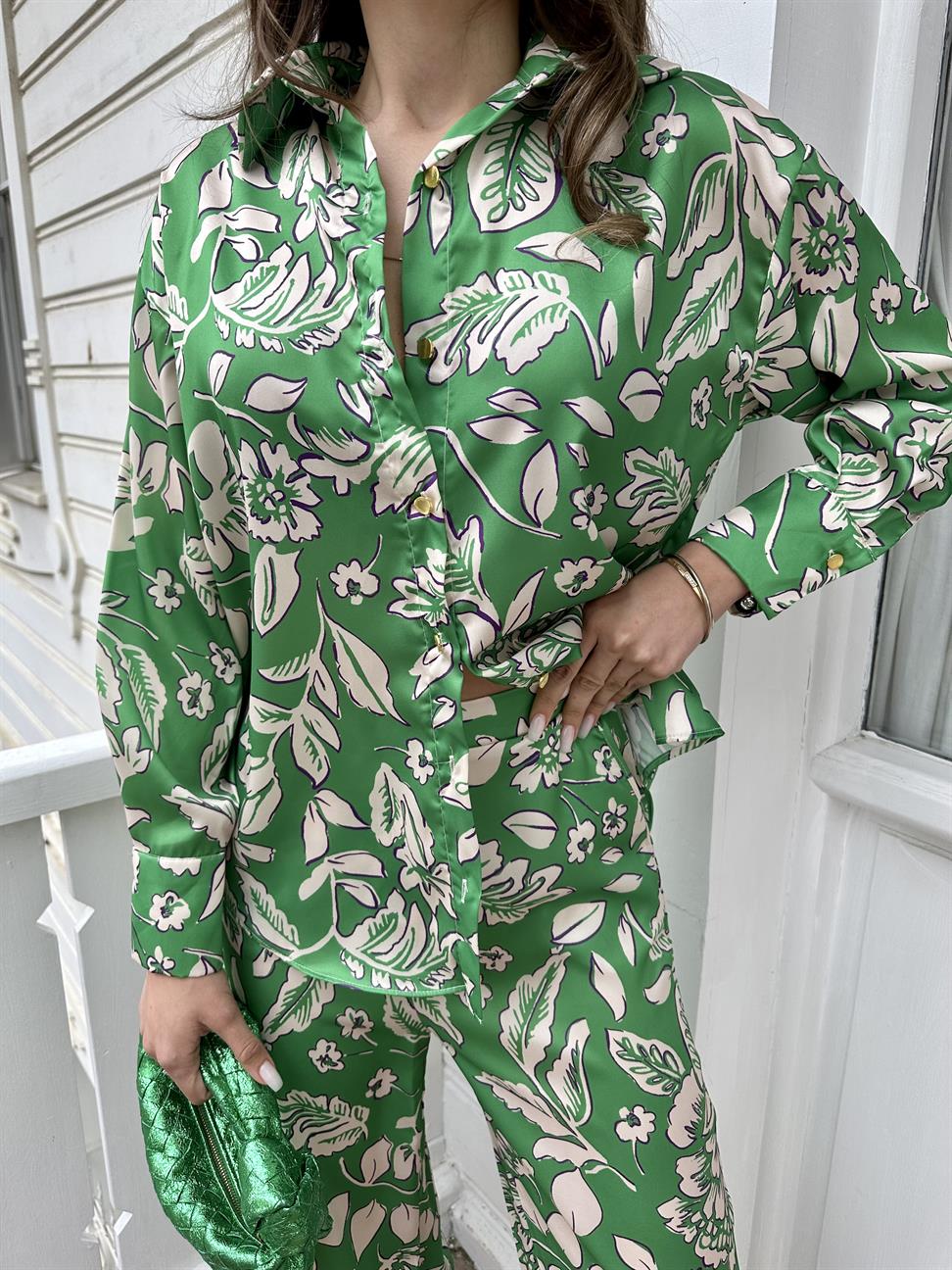 Yeşil Desenli Kadın Takım