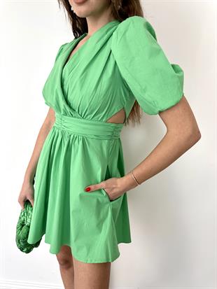 Yeşil Karpuz Kol Mini Elbise