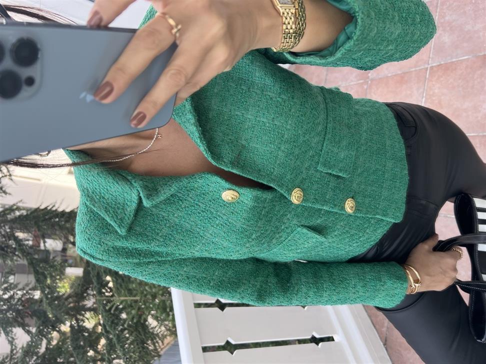 Yeşil Kisa Blazer Ceket