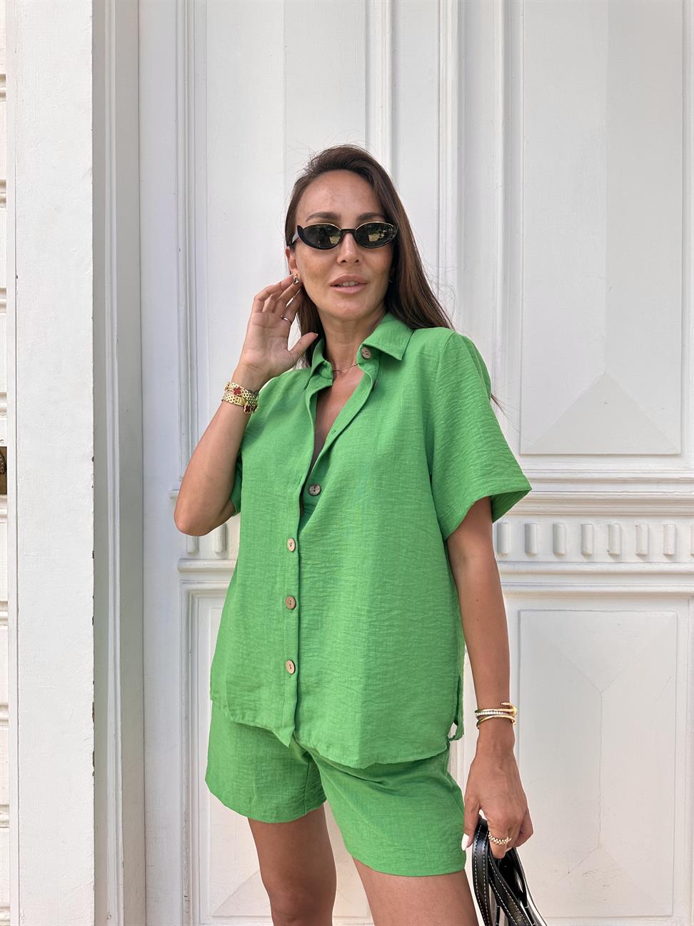 Yeşil Kısa Kollu Şortlu Takım