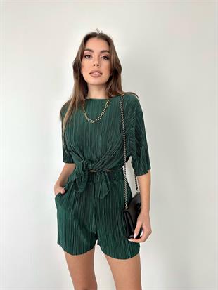 Yeşil Pilili Şort Takım