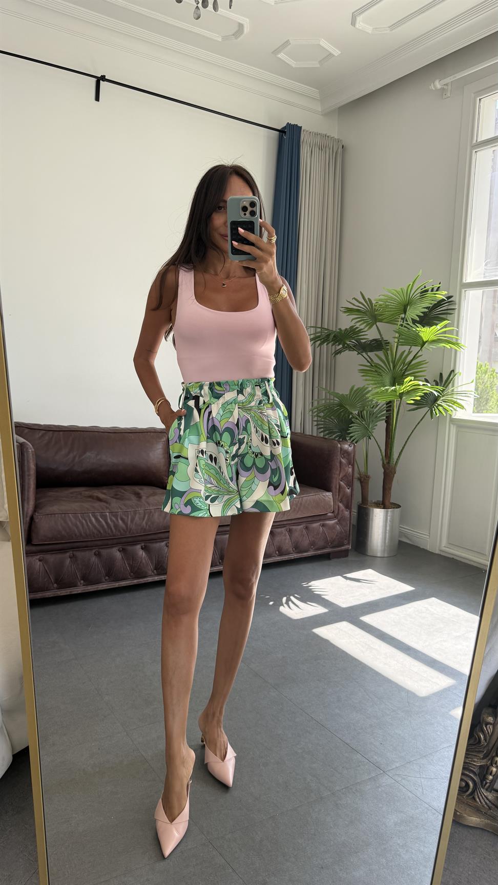 Yeşil Scuba Baskılı Şort