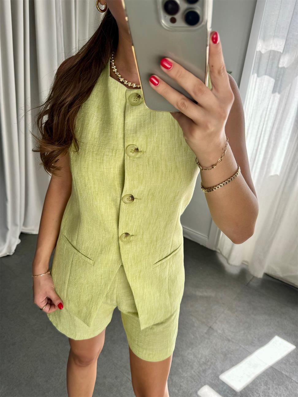 Yeşil Yelekli Şort Takım