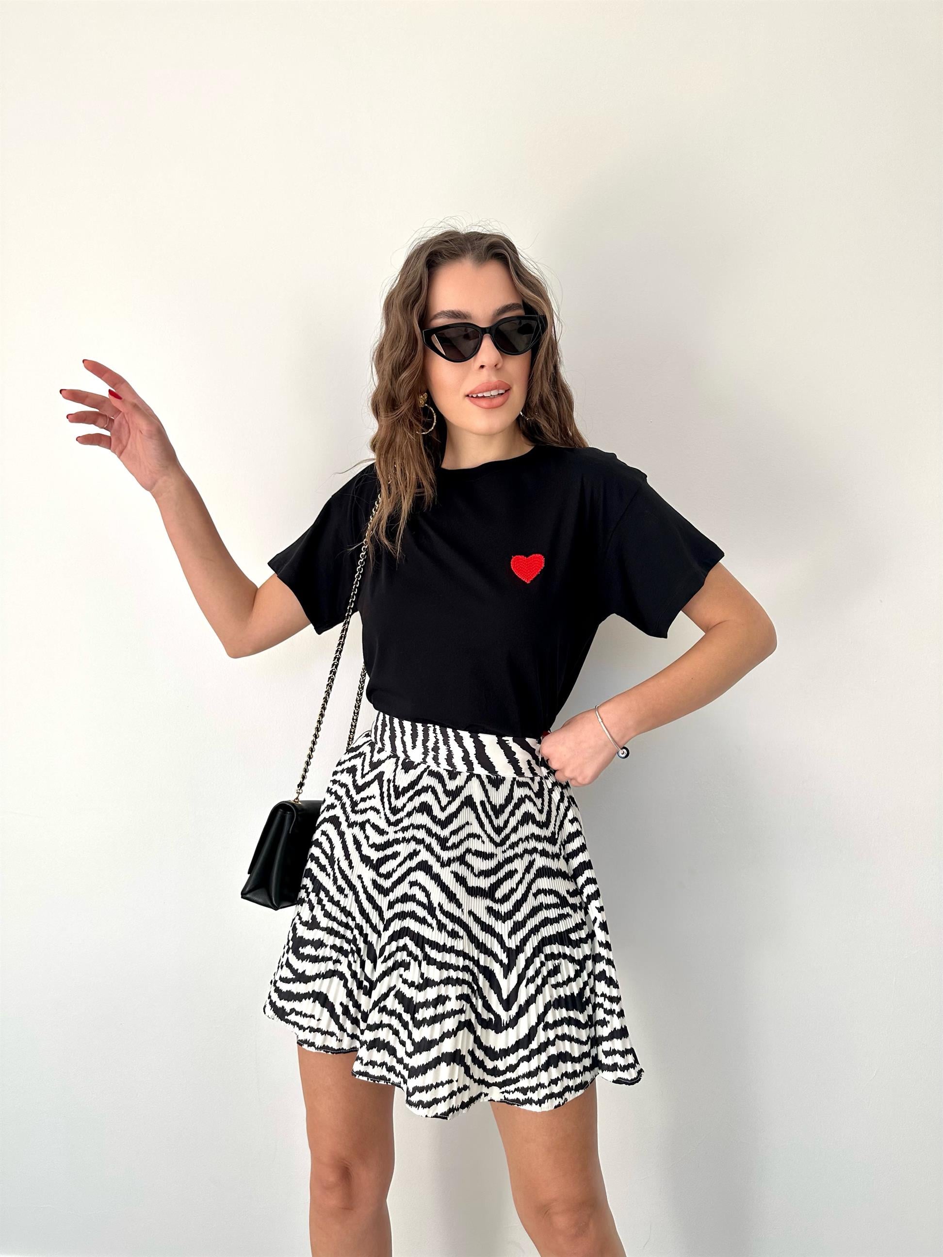   Zebra Desen Etek Siyah-Etek