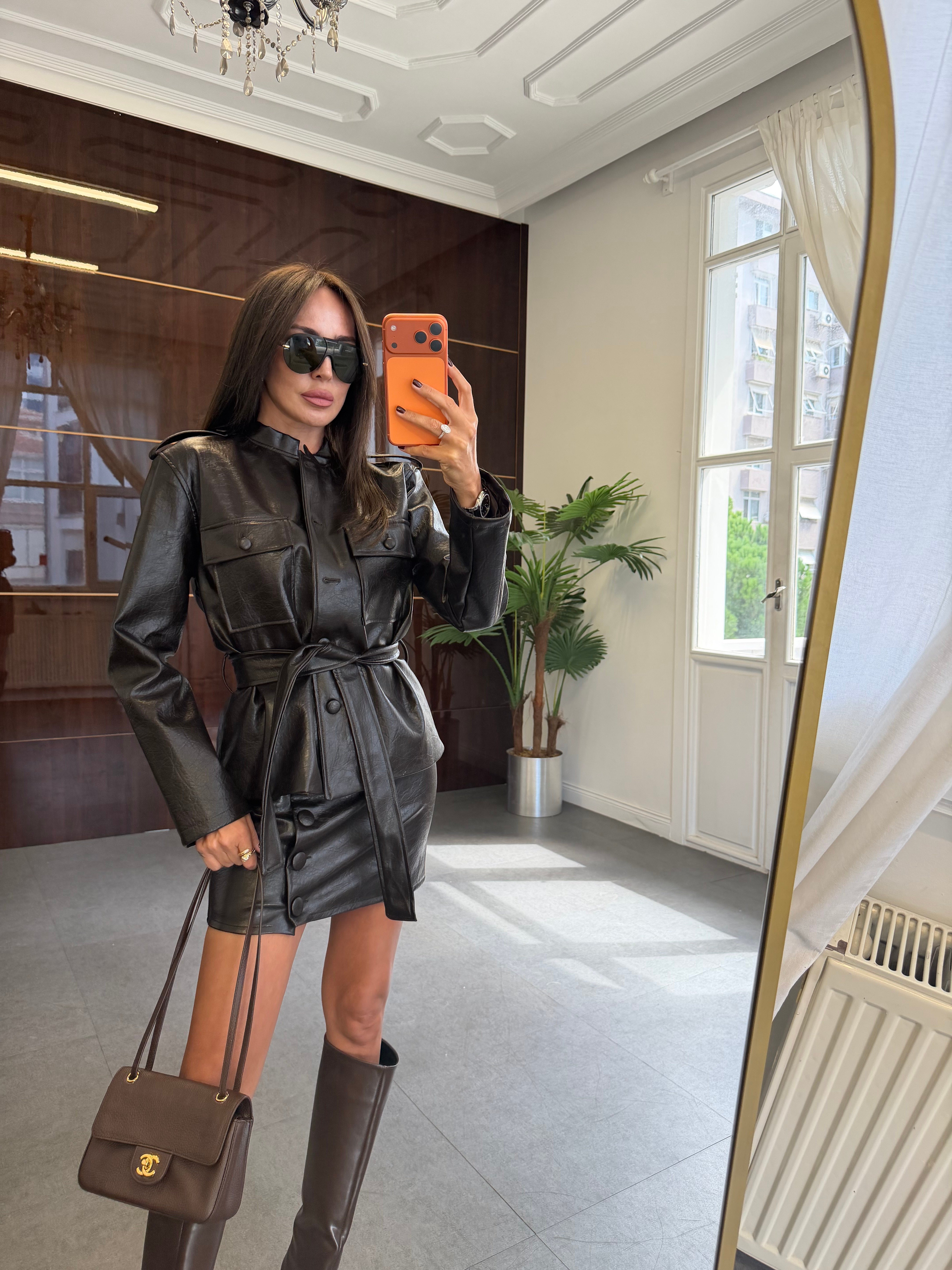 Acı Kahve Milano Astarlı Deri Ceket