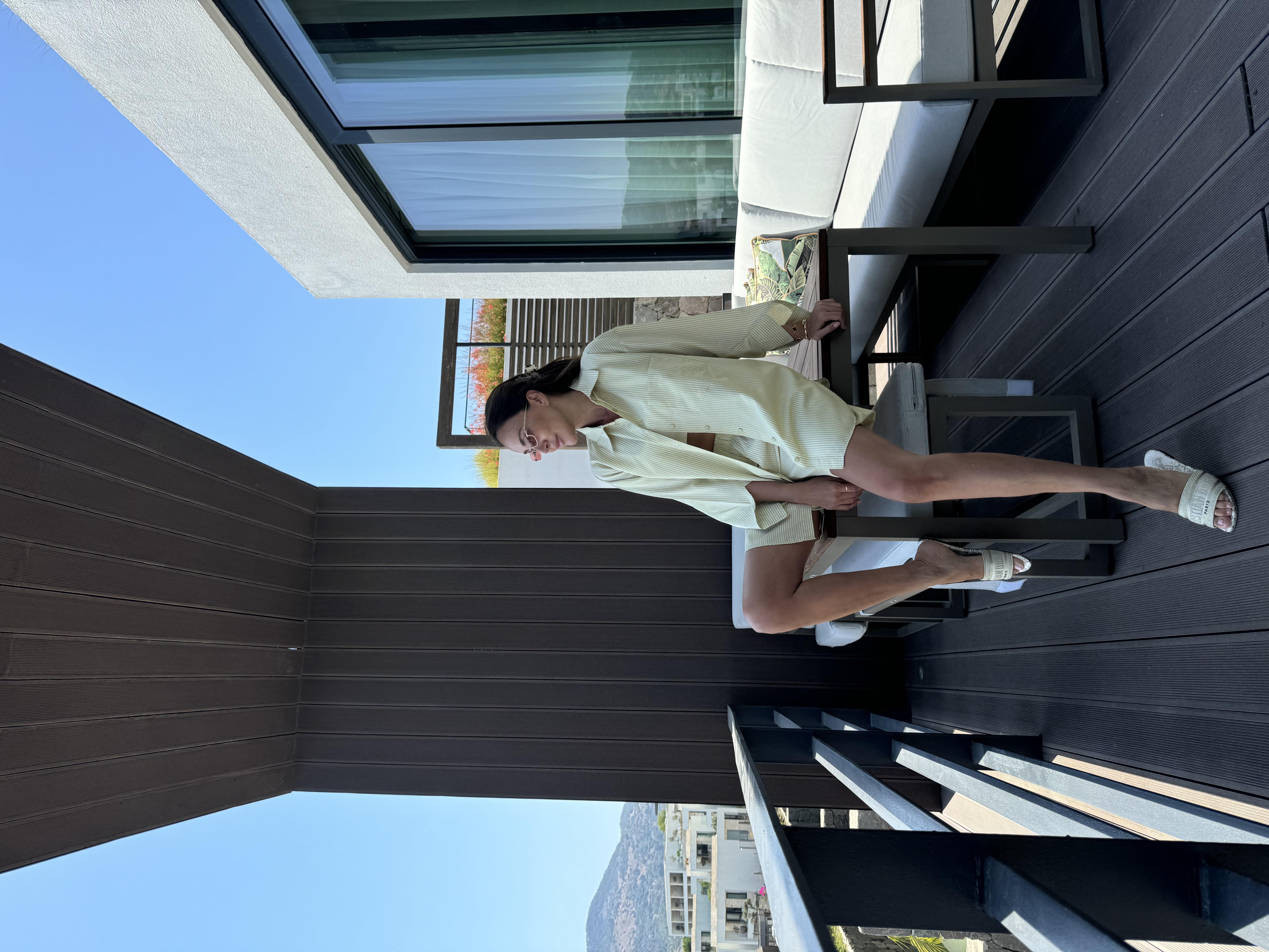 Açık Yeşil Çizgili Şort Takım