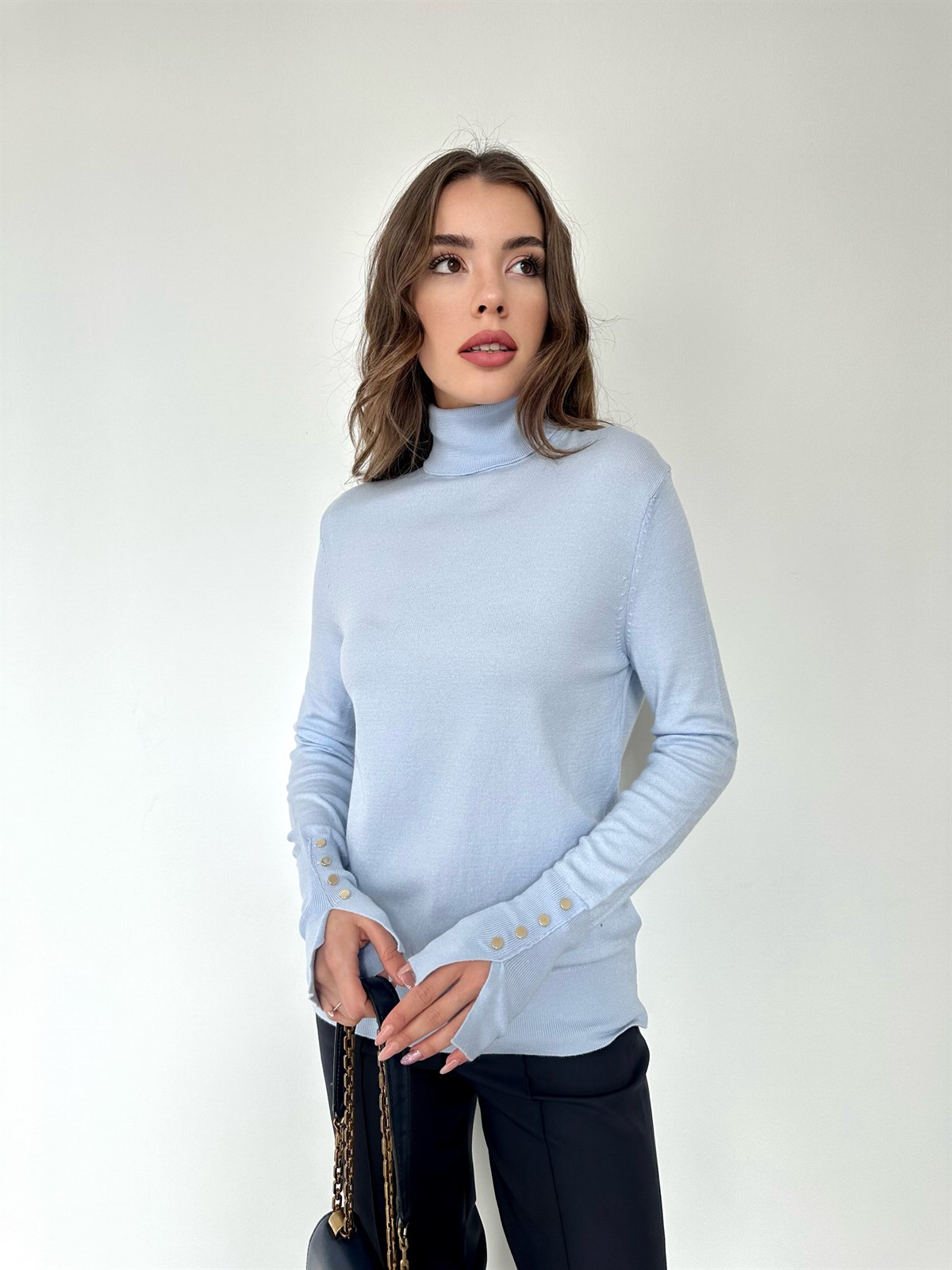 Bebe Mavisi Kolları Çıtçıtlı Balıkçı Yaka Kazak · 6