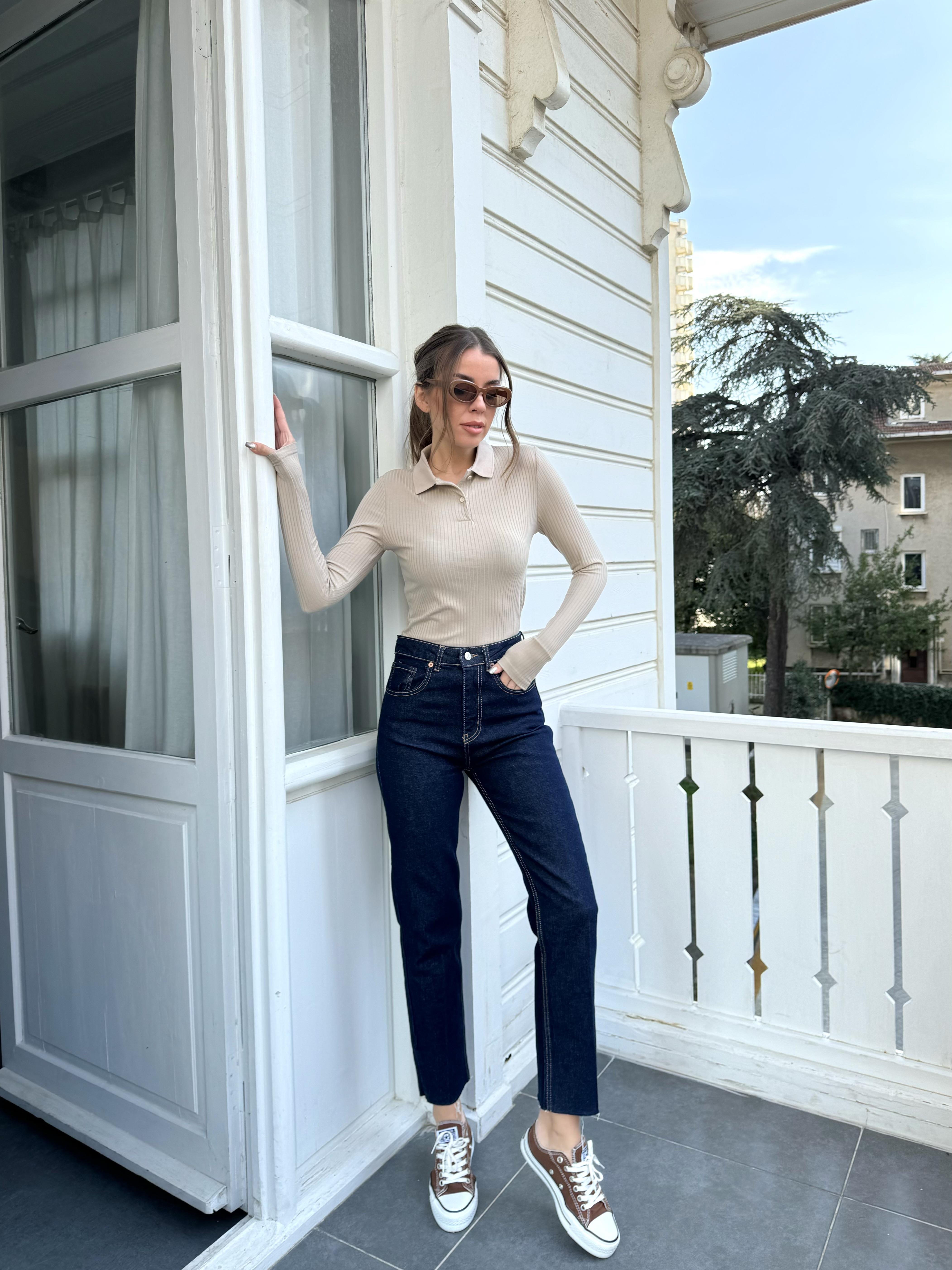 Bej Polo Yaka Basic Body