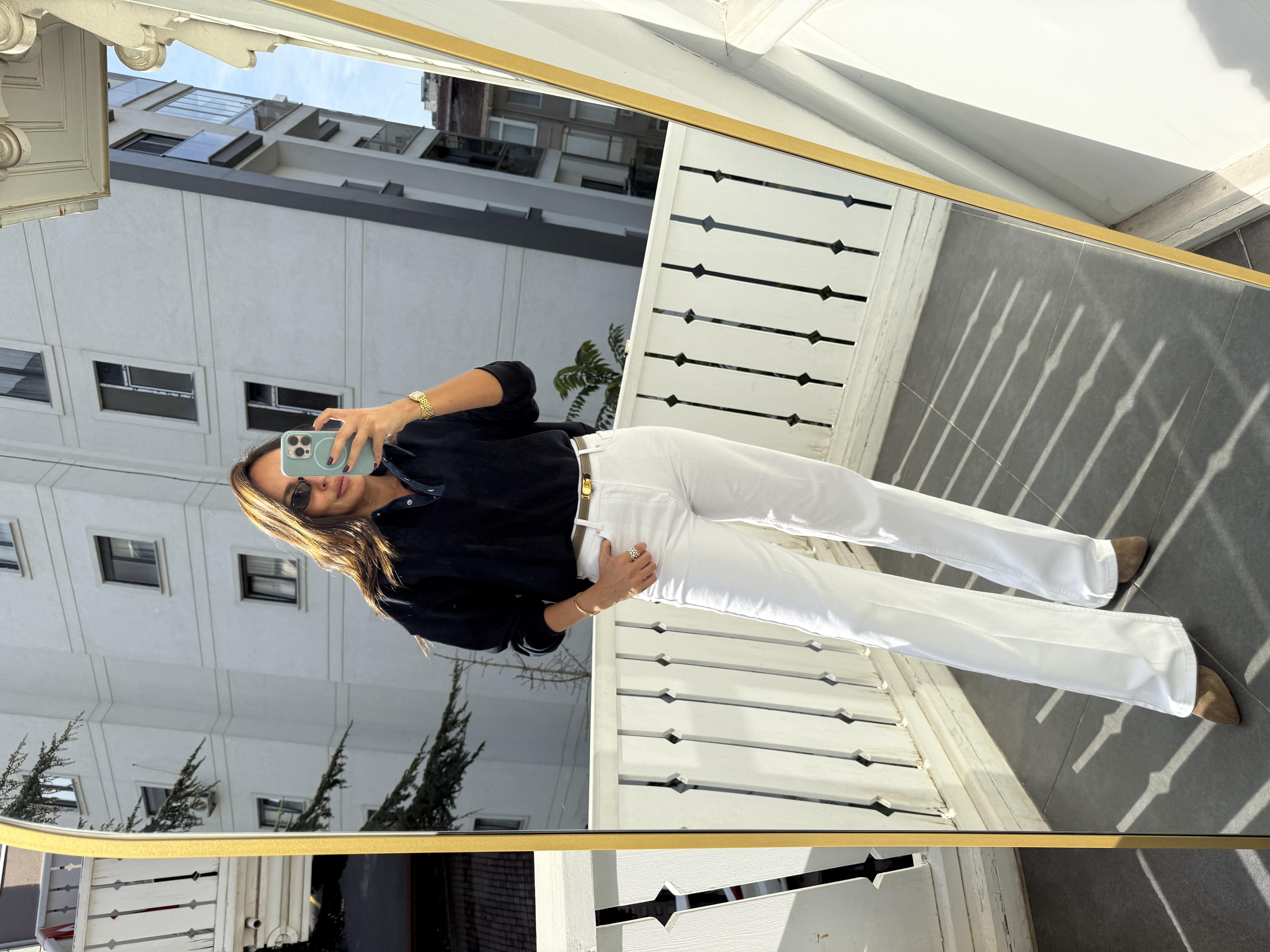 Beyaz Relax-Fit Jean Pantolon