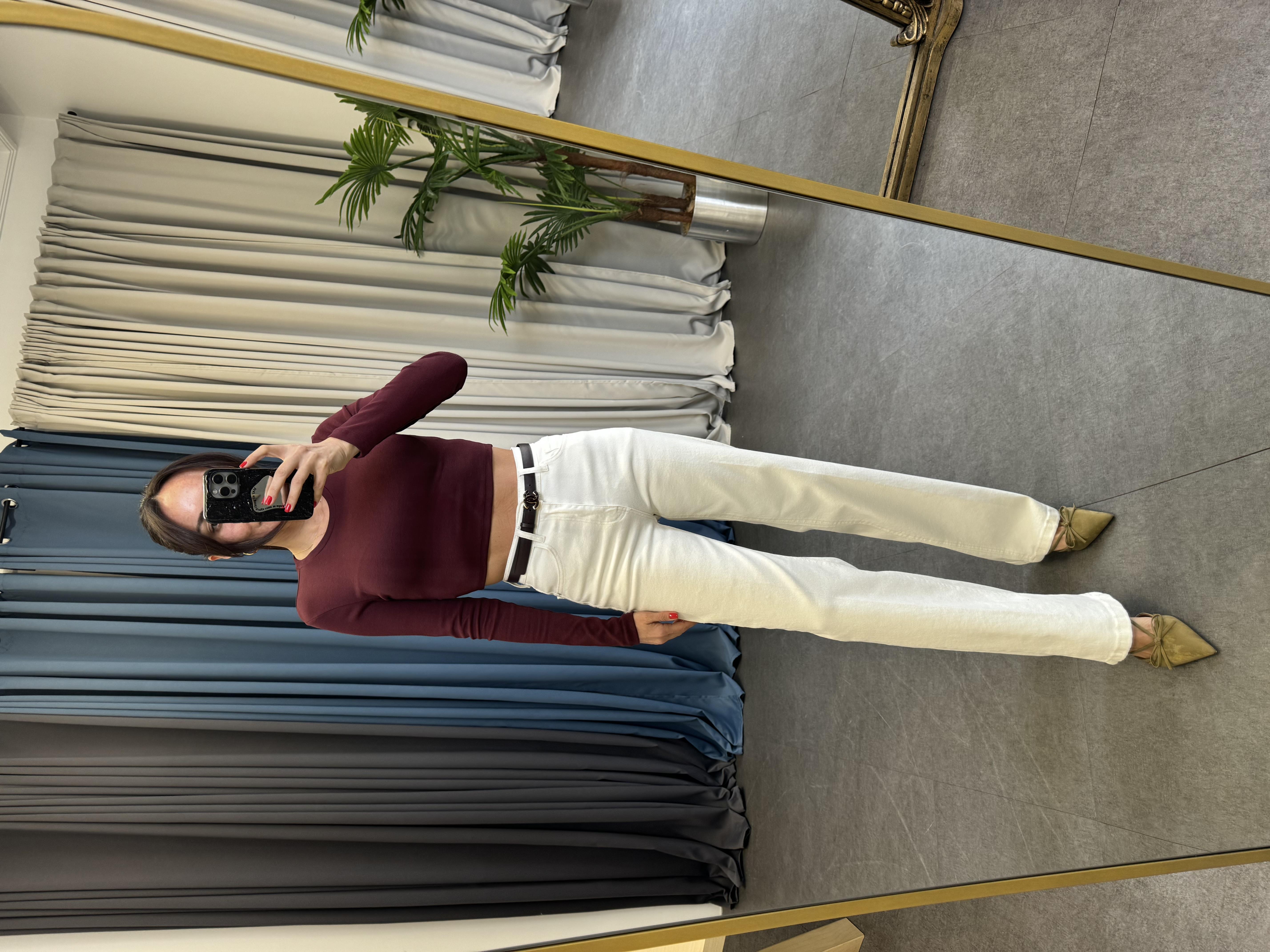 Beyaz Straight Jean Pantolon