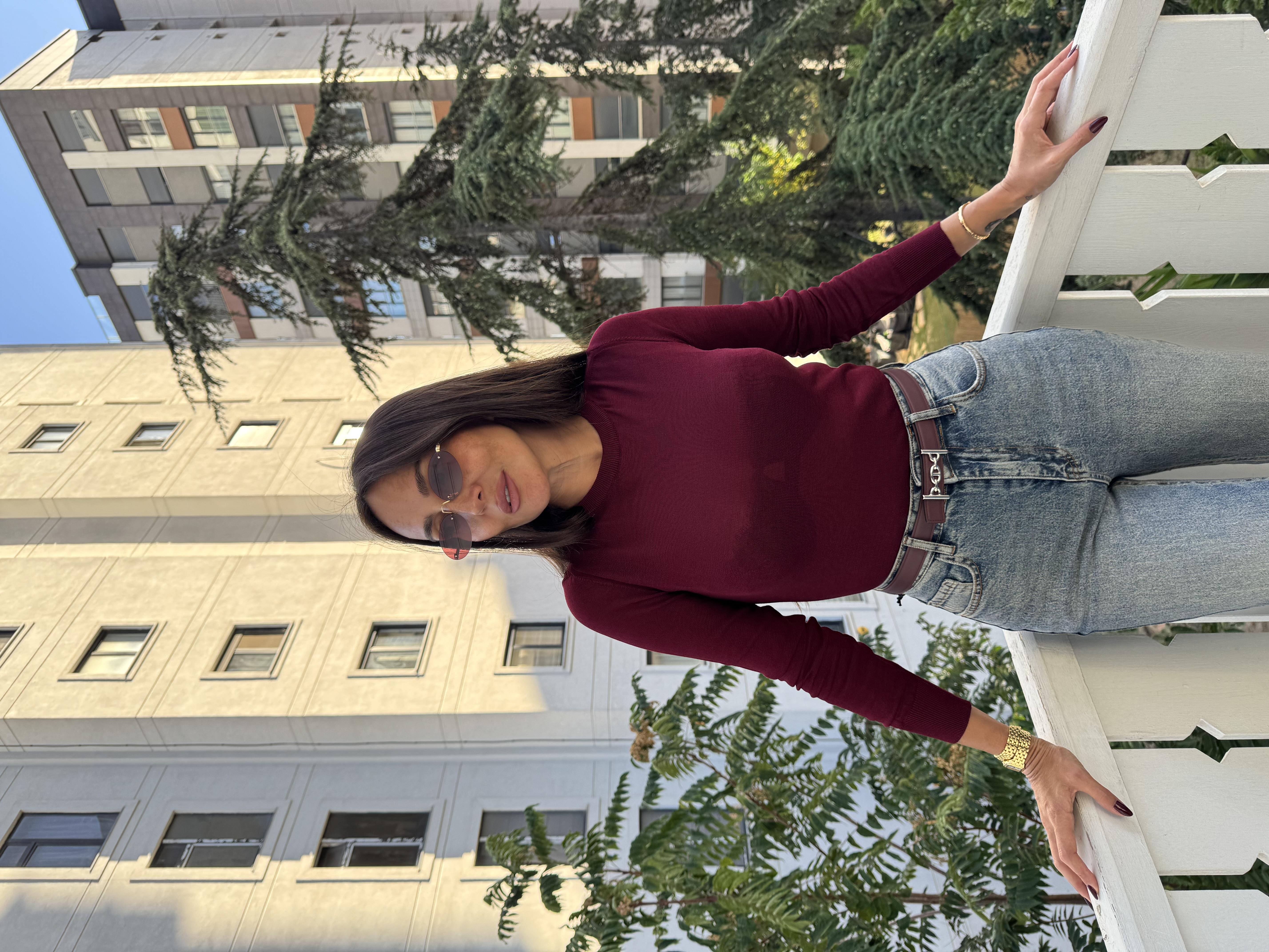 Bordo Basic Bisiklet Yaka Triko