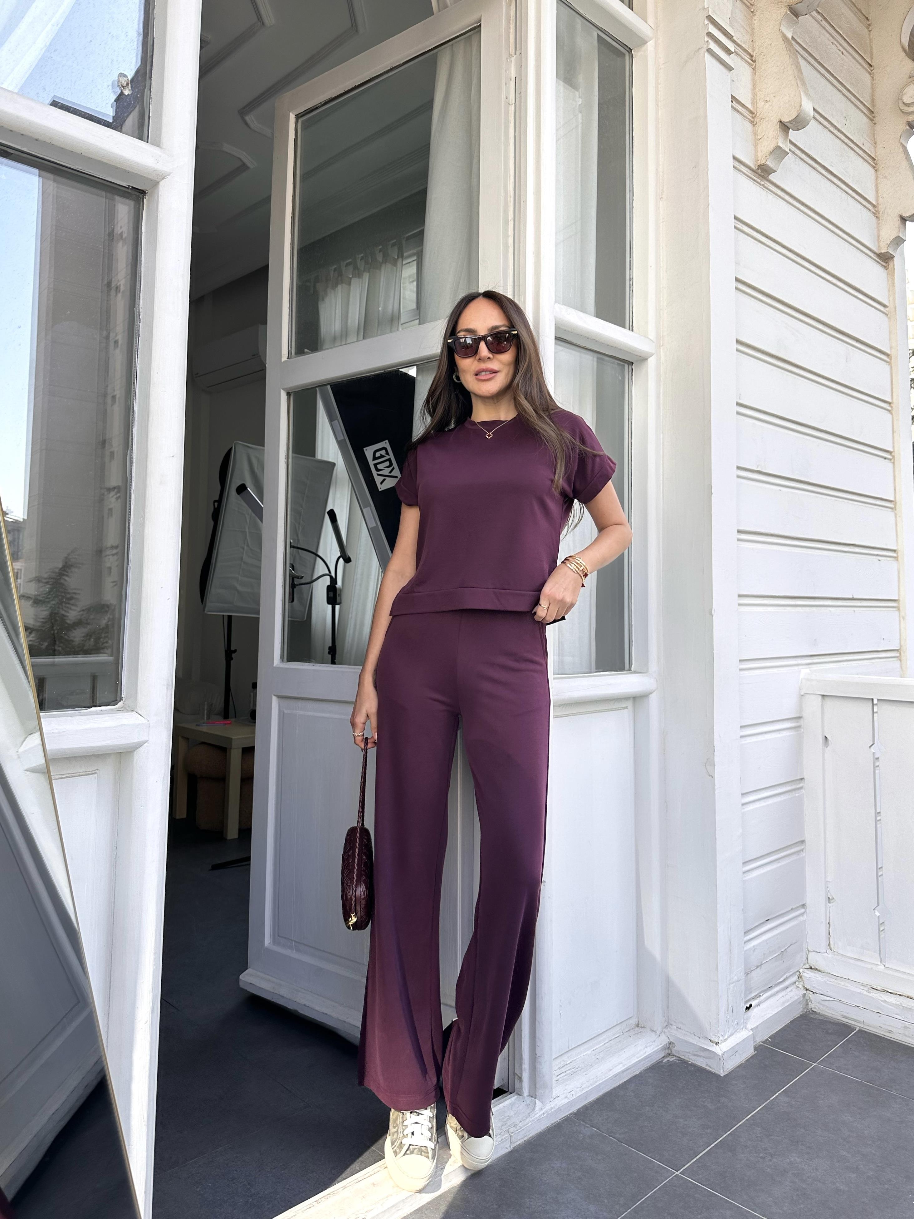 Bordo Kısa Kollu Modal Takım