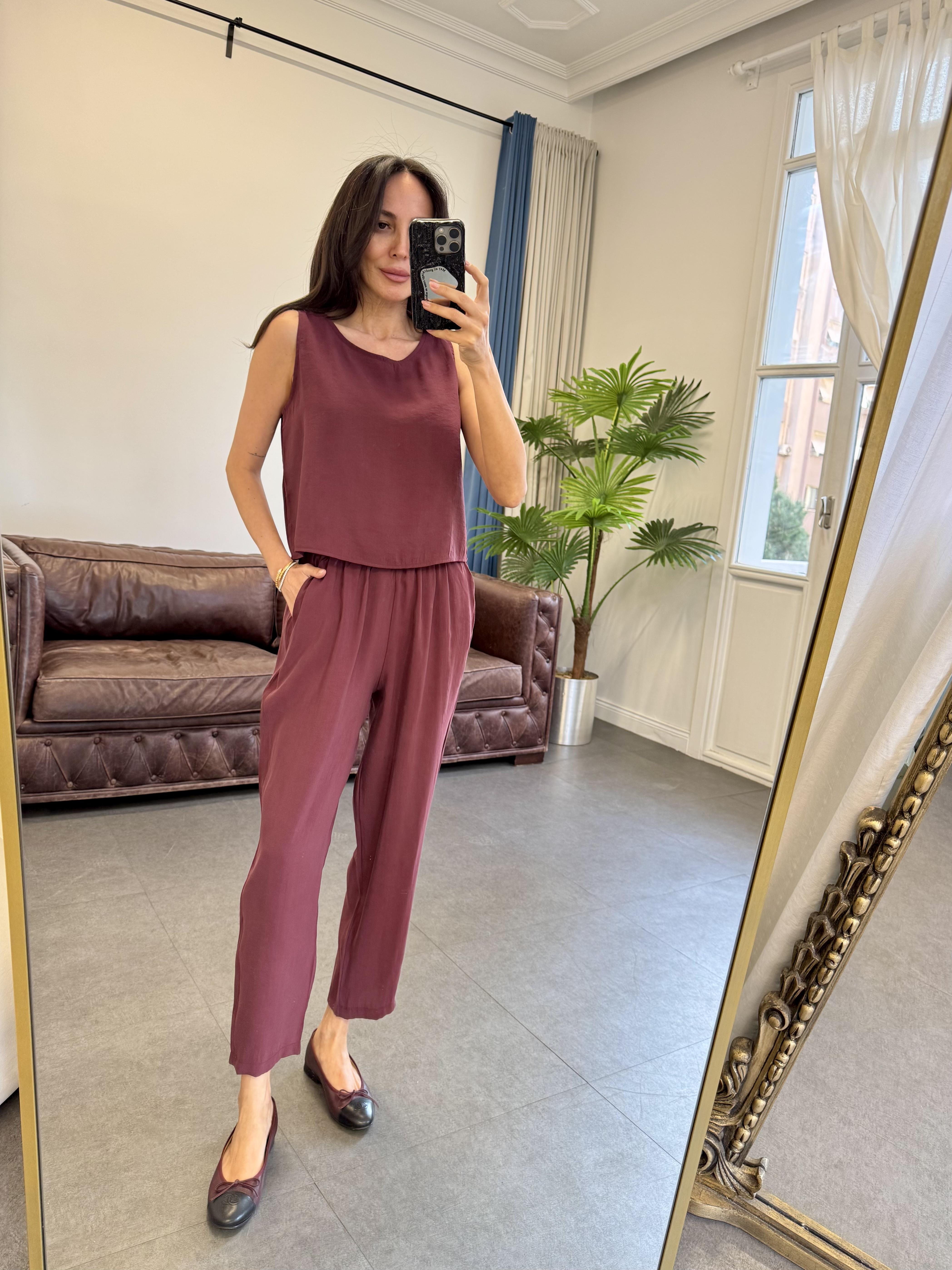 Bordo Tencel Takım