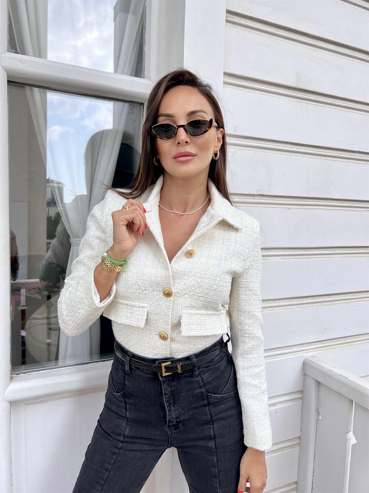 Ekru Kisa Blazer Ceket