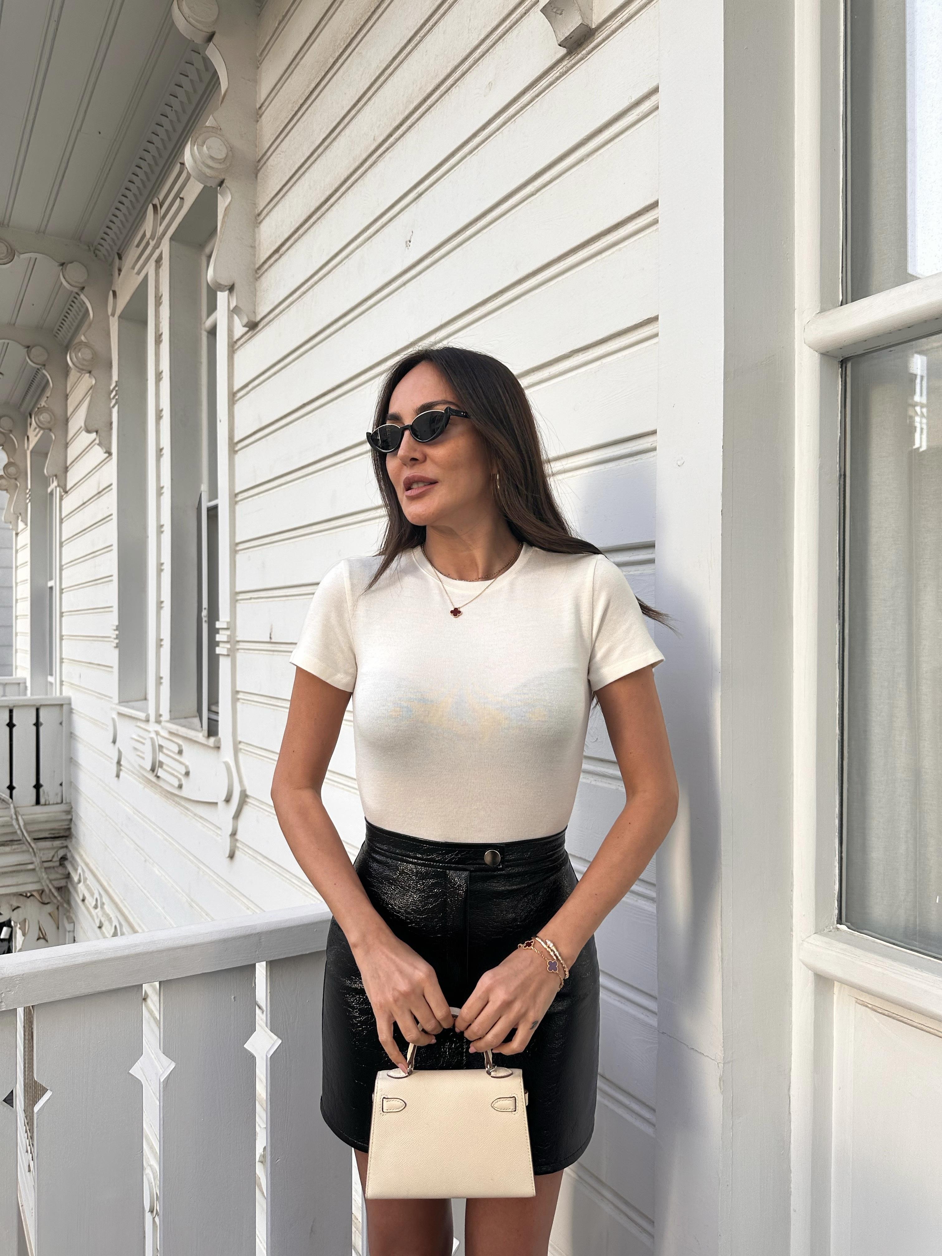 Ekru kısa kollu tshirt