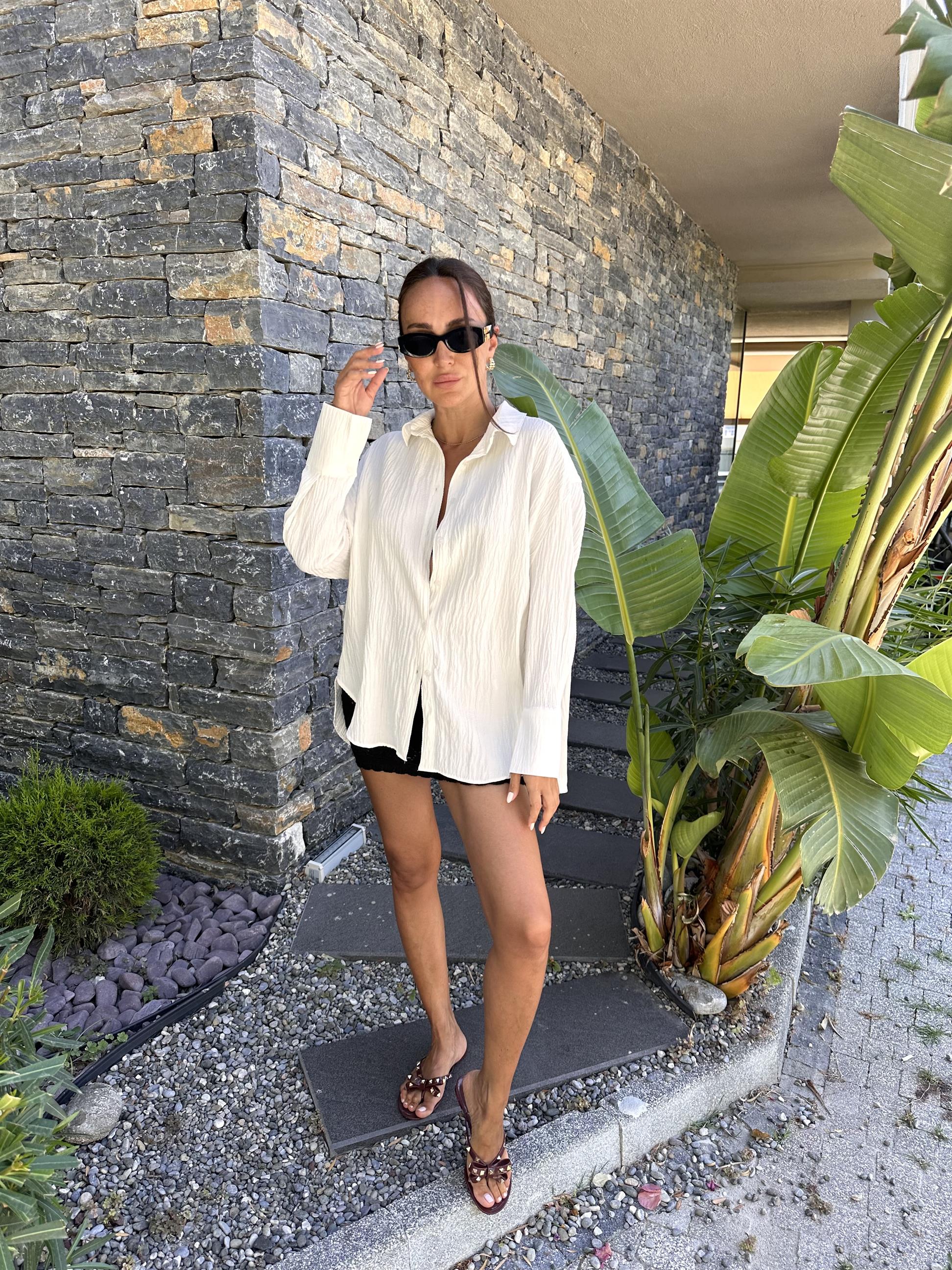 Ekru Müslin Salaş Gömlek