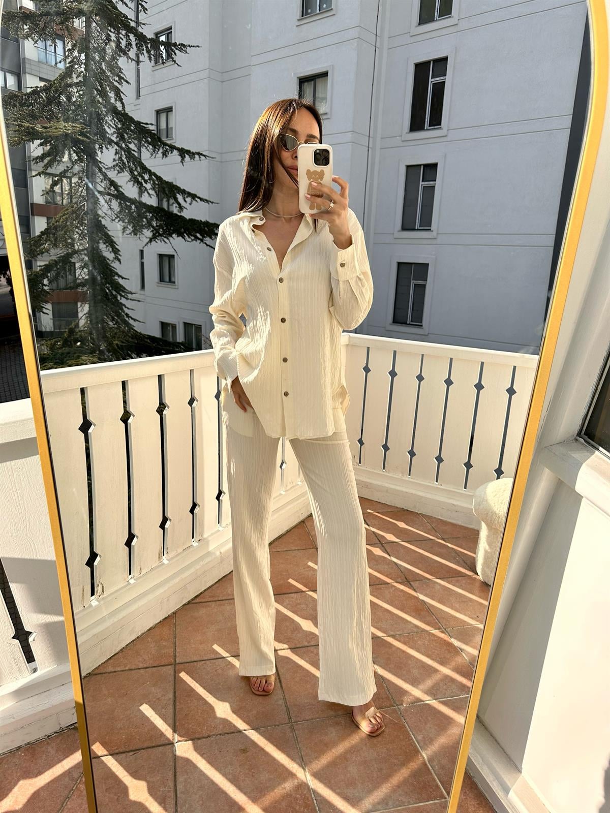 Ekru Pantolon Gömlek İkili Takım