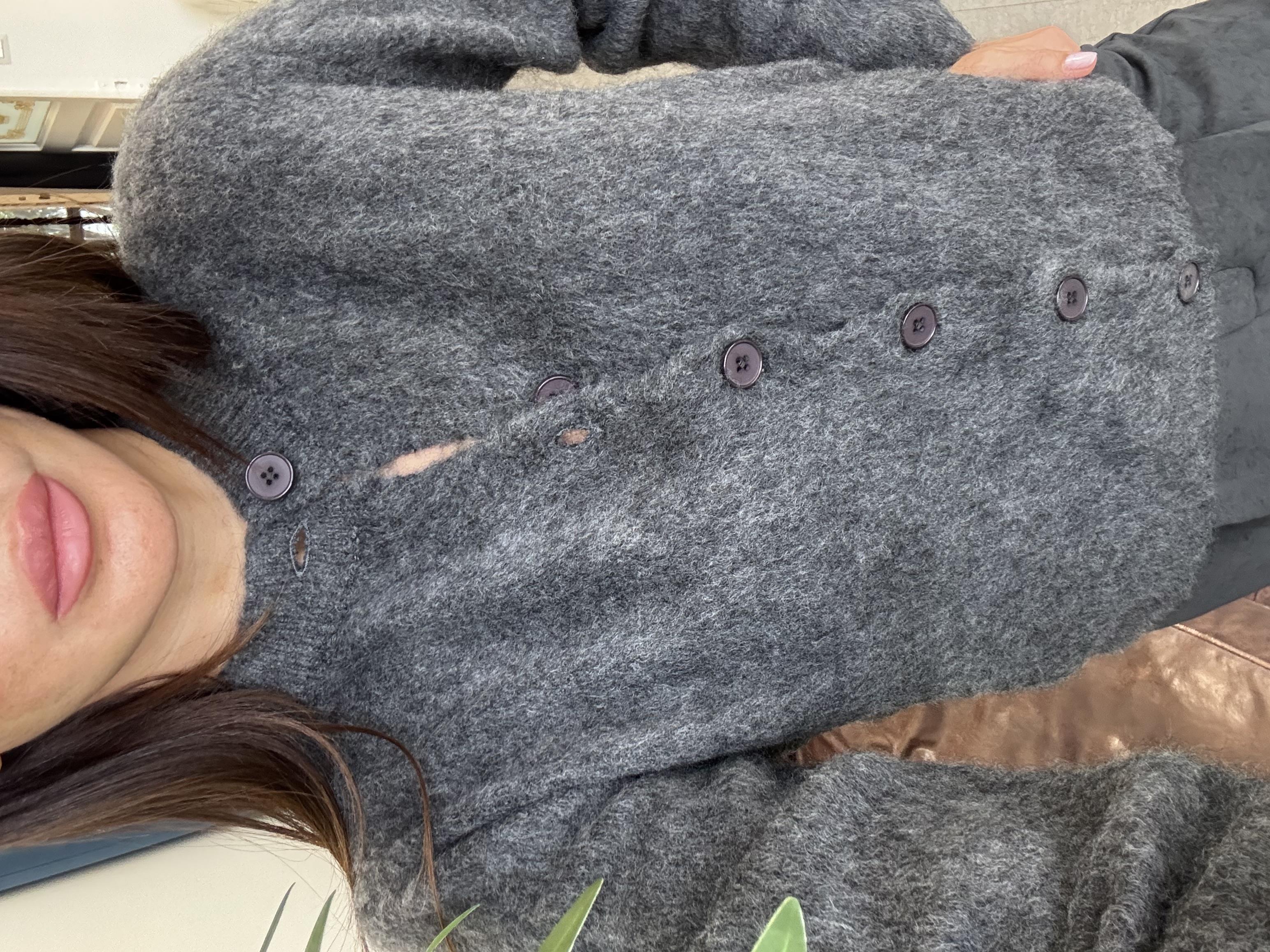 Füme Sıfır Yaka Sakallı Hırka