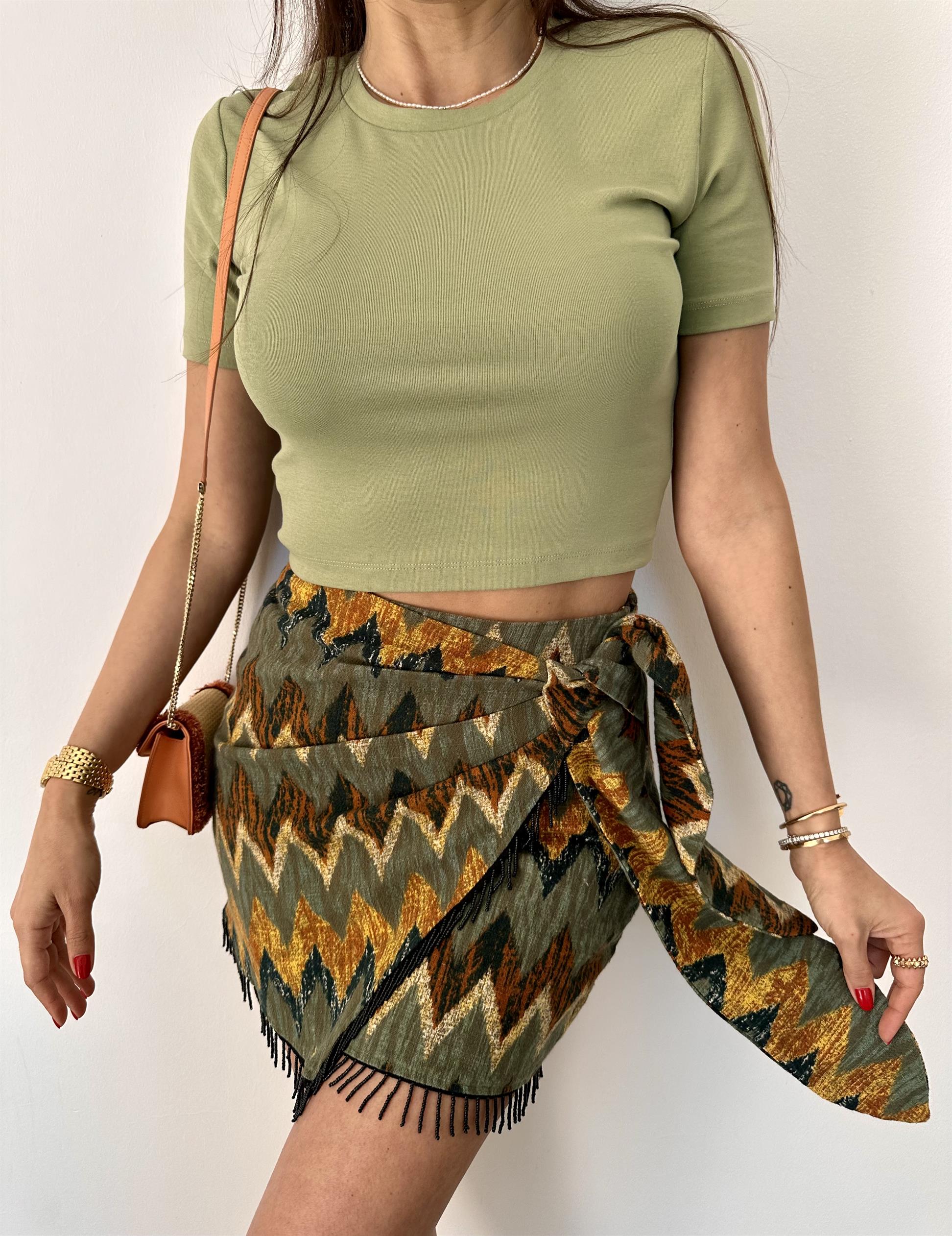 Haki  Crop Tişört