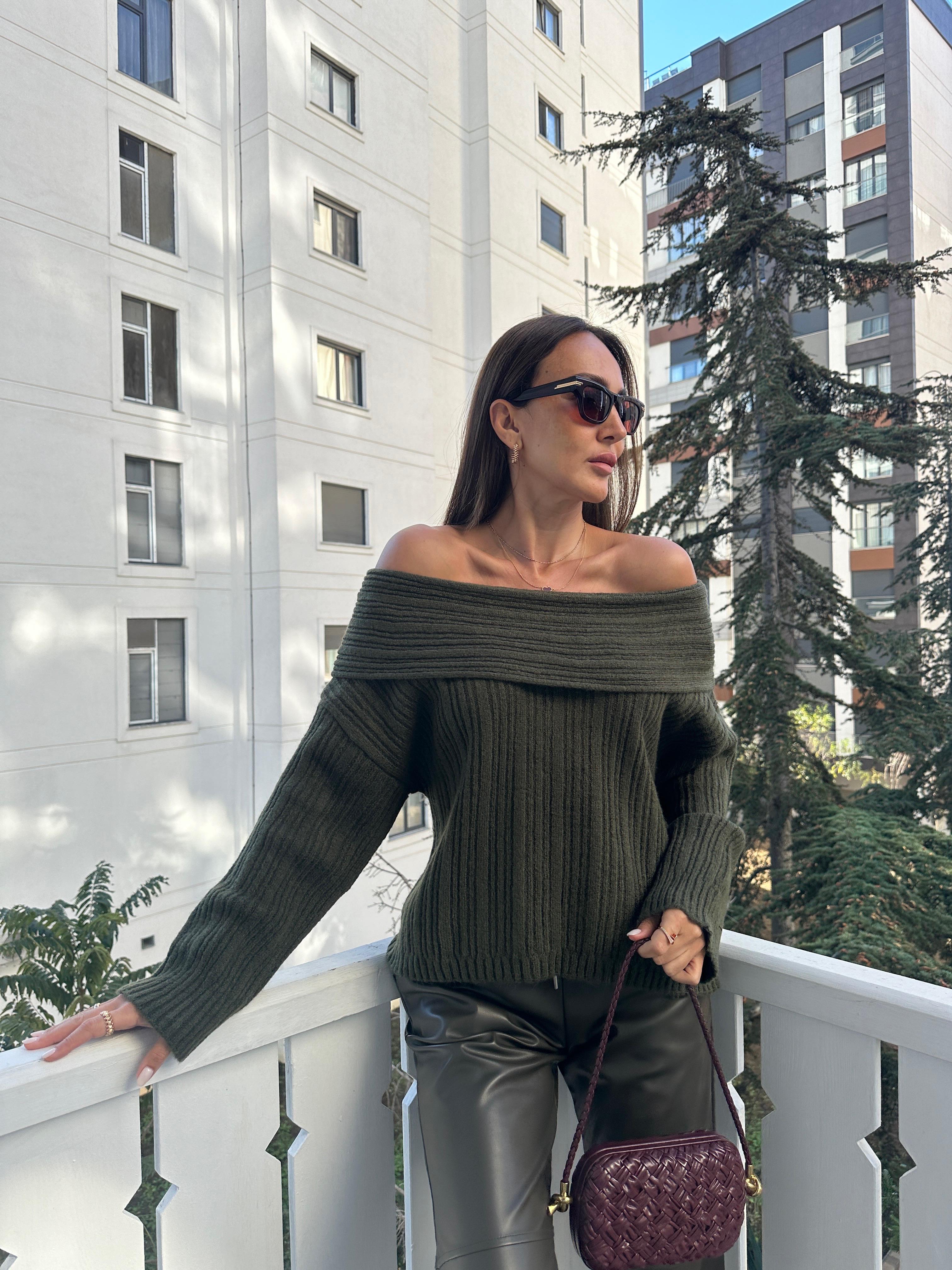 Haki Degaje Yaka Fitilli Kazak